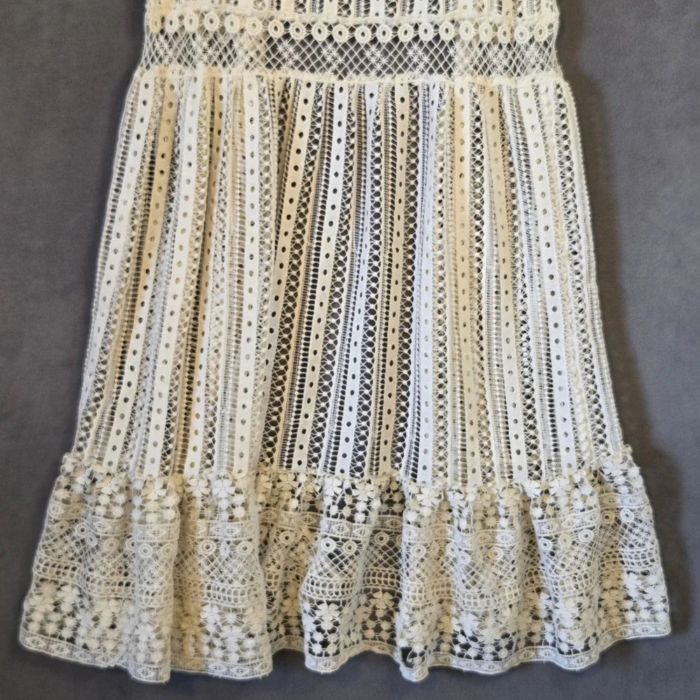 Cato Long Sleeveless Lace Vest Women's XL Boho Layering Ruffle Cottagecore